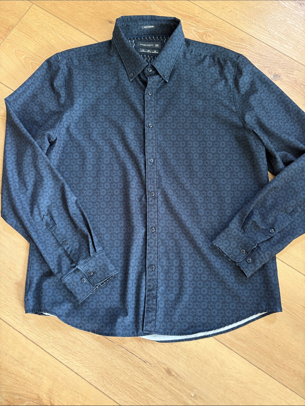 Denim & Flower Navy Patterned Button-Down Shirt - Men
